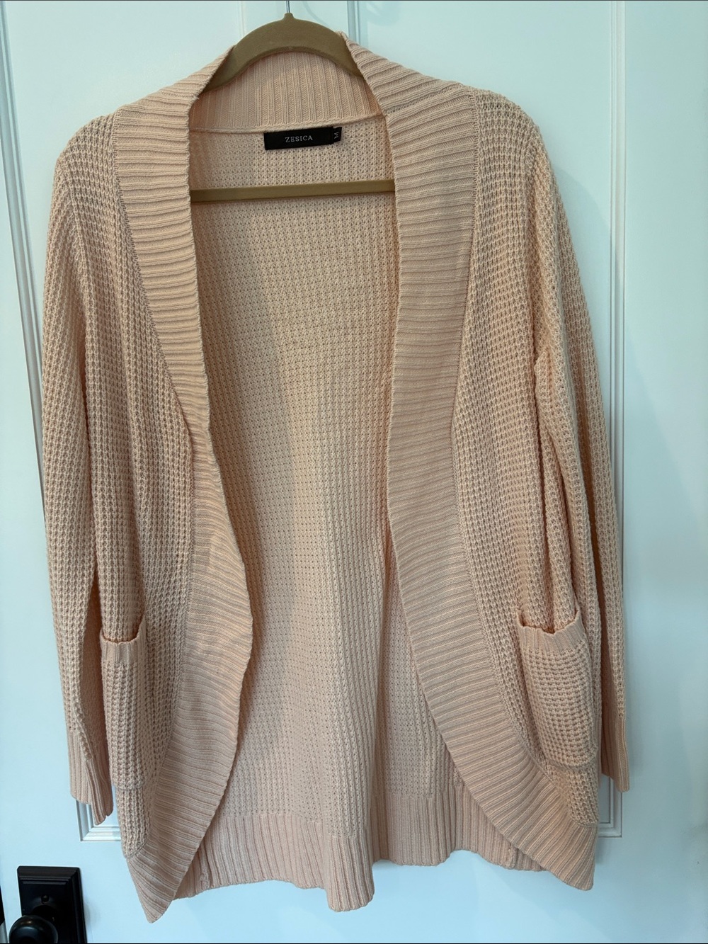 Zessica Women's Open-Front Blush Knit Cardigan